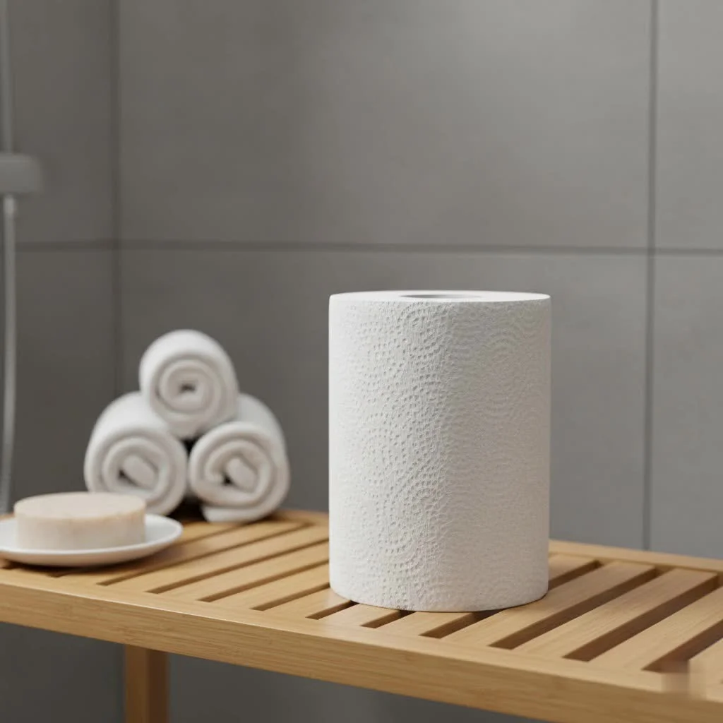Paper towels absorbing a spill on a kitchen counter